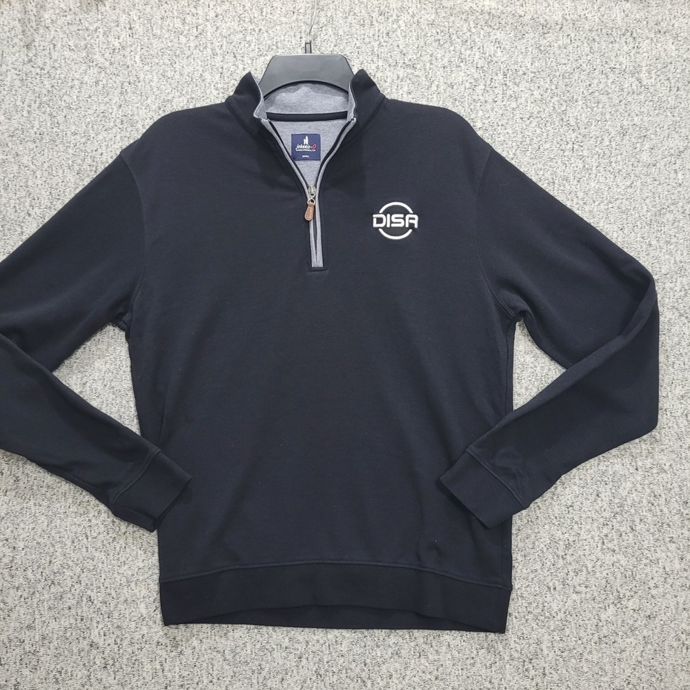 Johnnie-O Men's Small 1/4 Zip Pullover Black Performance Golf Lightweight DISA